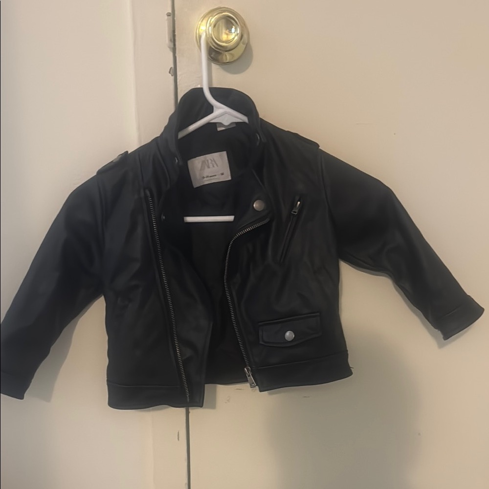 Kids Black Faux Leather Jacket